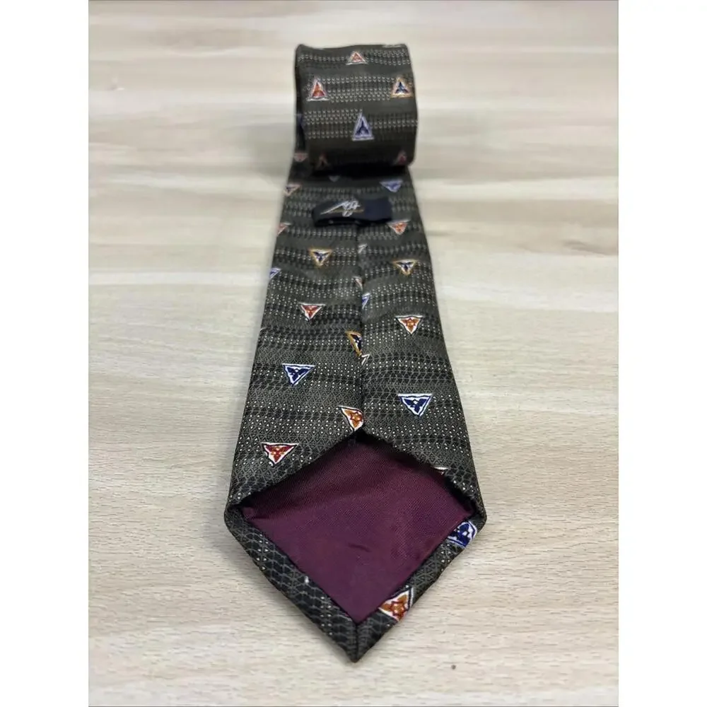 Michael James triangle green necktie Vintage - Picture 2 of 4